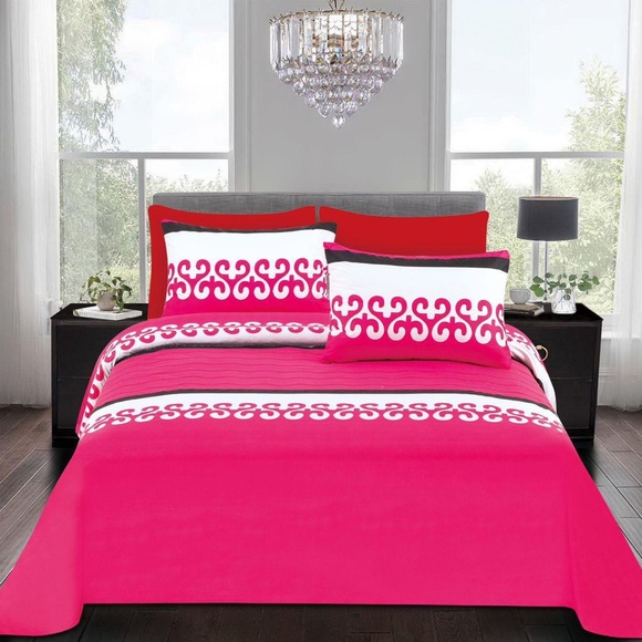 Pink and White Bedding Set